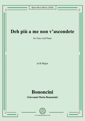 Book cover for Bononcini,G.M.-Deh più a me non v'ascondete,in B Major,for Voice and Piano