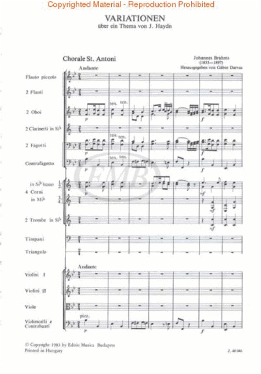 Variations on a Theme of Haydn, Op. 56a Miniature Score scores gallery preview page 2