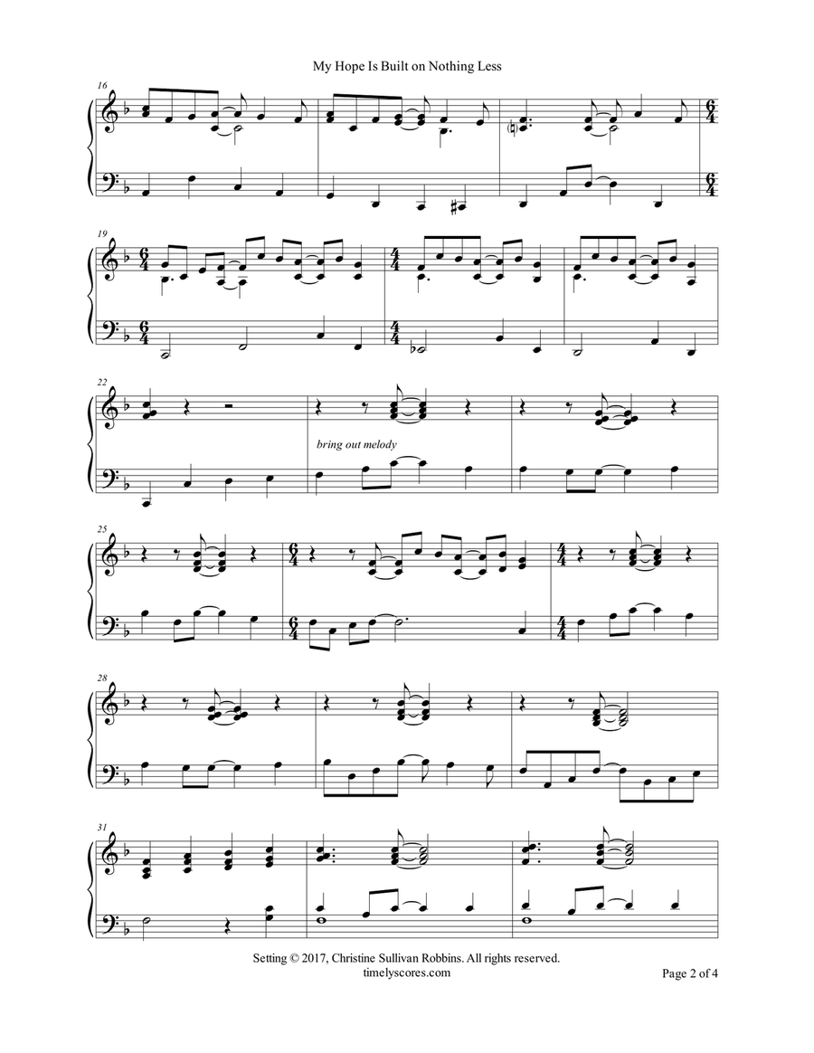 My Hope Is Built on Nothing Less Piano Solo scores gallery preview page 2