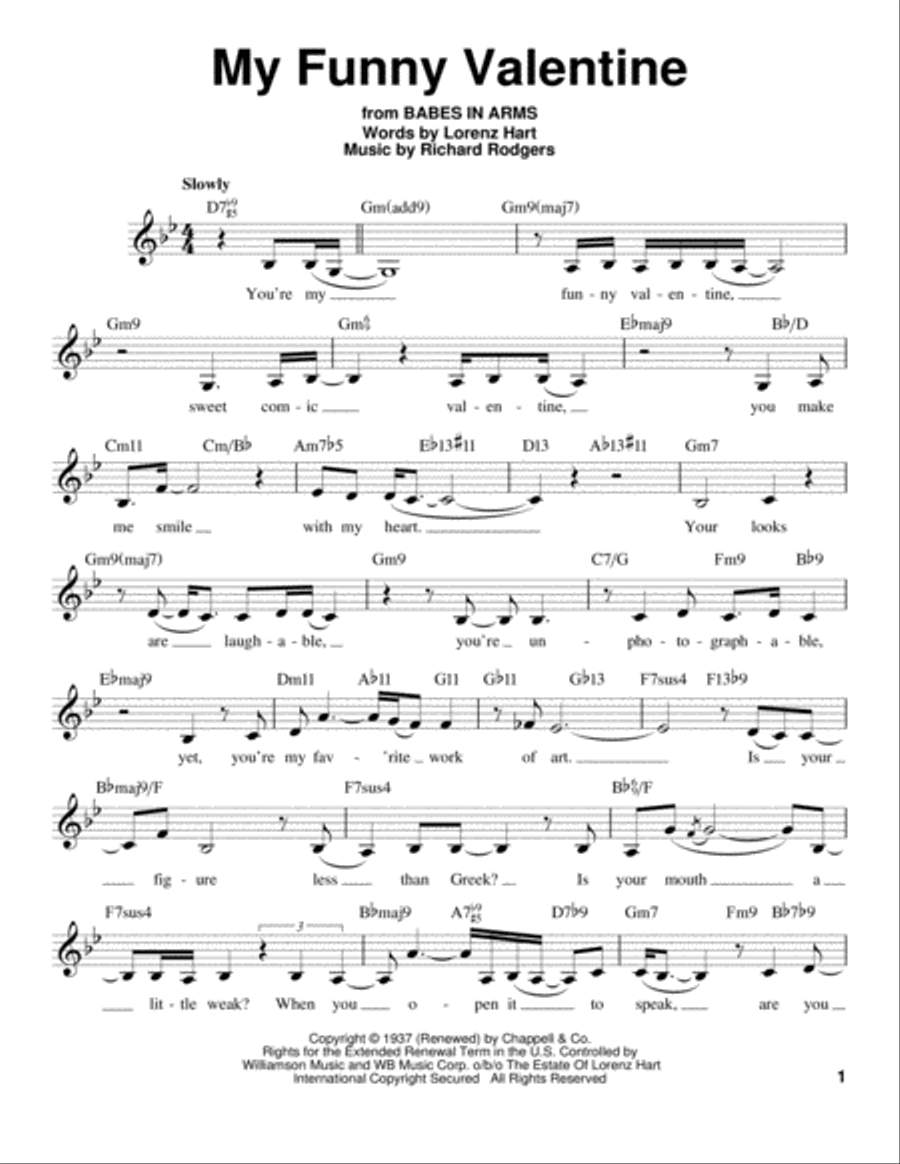 My Funny Valentine My Funny Valentine Voice scores gallery preview page 1