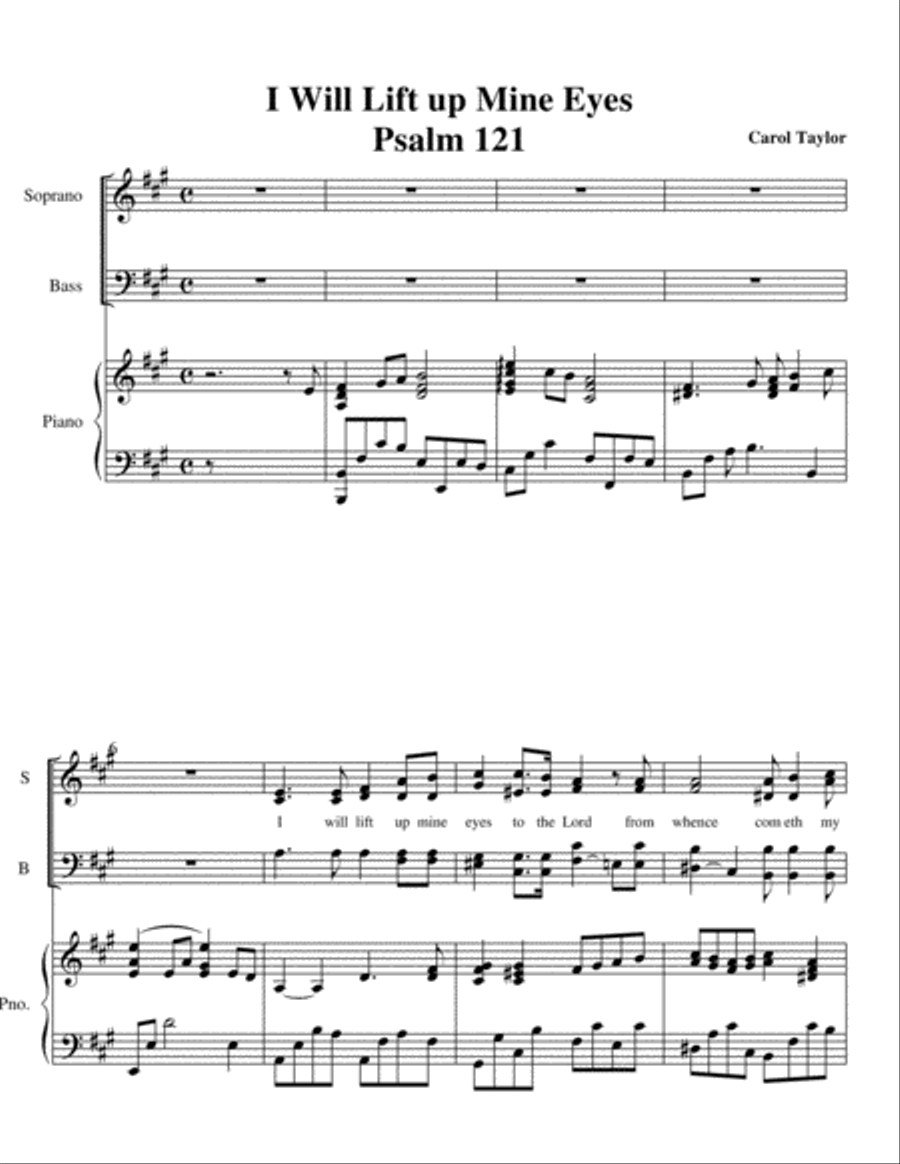 I Will Lift Mine Eyes (Psalm 121) 4-Part scores gallery preview page 1
