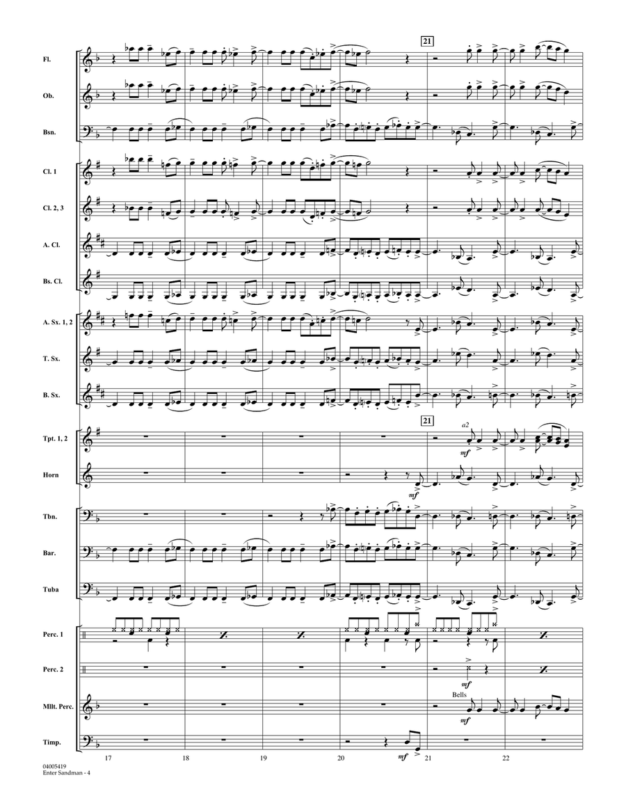 Enter Sandman - Conductor Score (Full Score) Concert Band scores gallery preview page 4