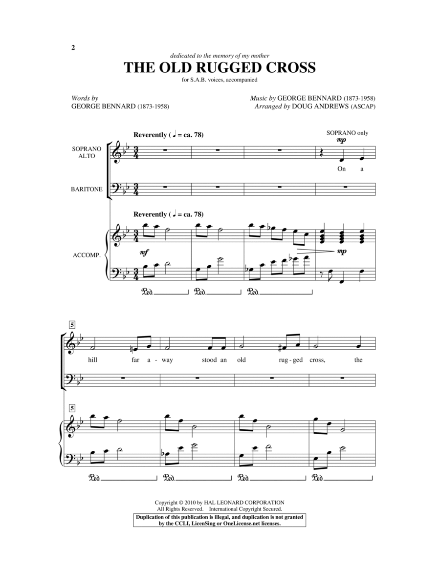 The Old Rugged Cross 3-Part scores gallery preview page 1