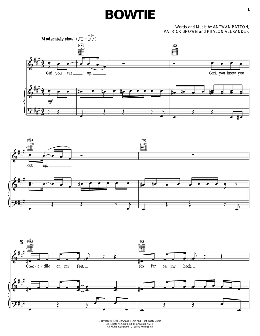 Bowtie Piano, Vocal, Guitar scores gallery preview page 1