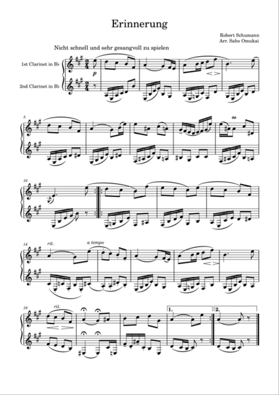 R.Schumann: 15 Stücke for two clarinets Clarinet Duet scores gallery preview page 4