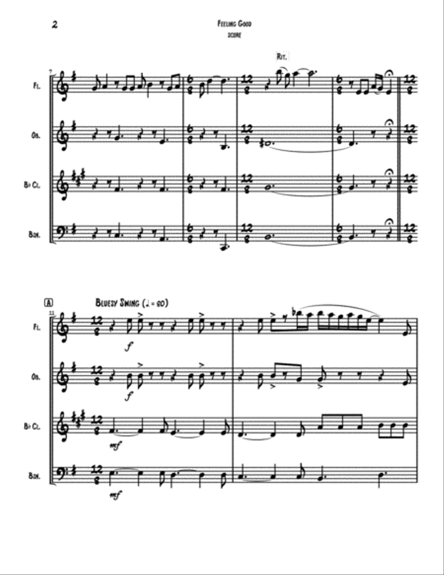 Feeling Good Woodwind Quartet scores gallery preview page 3