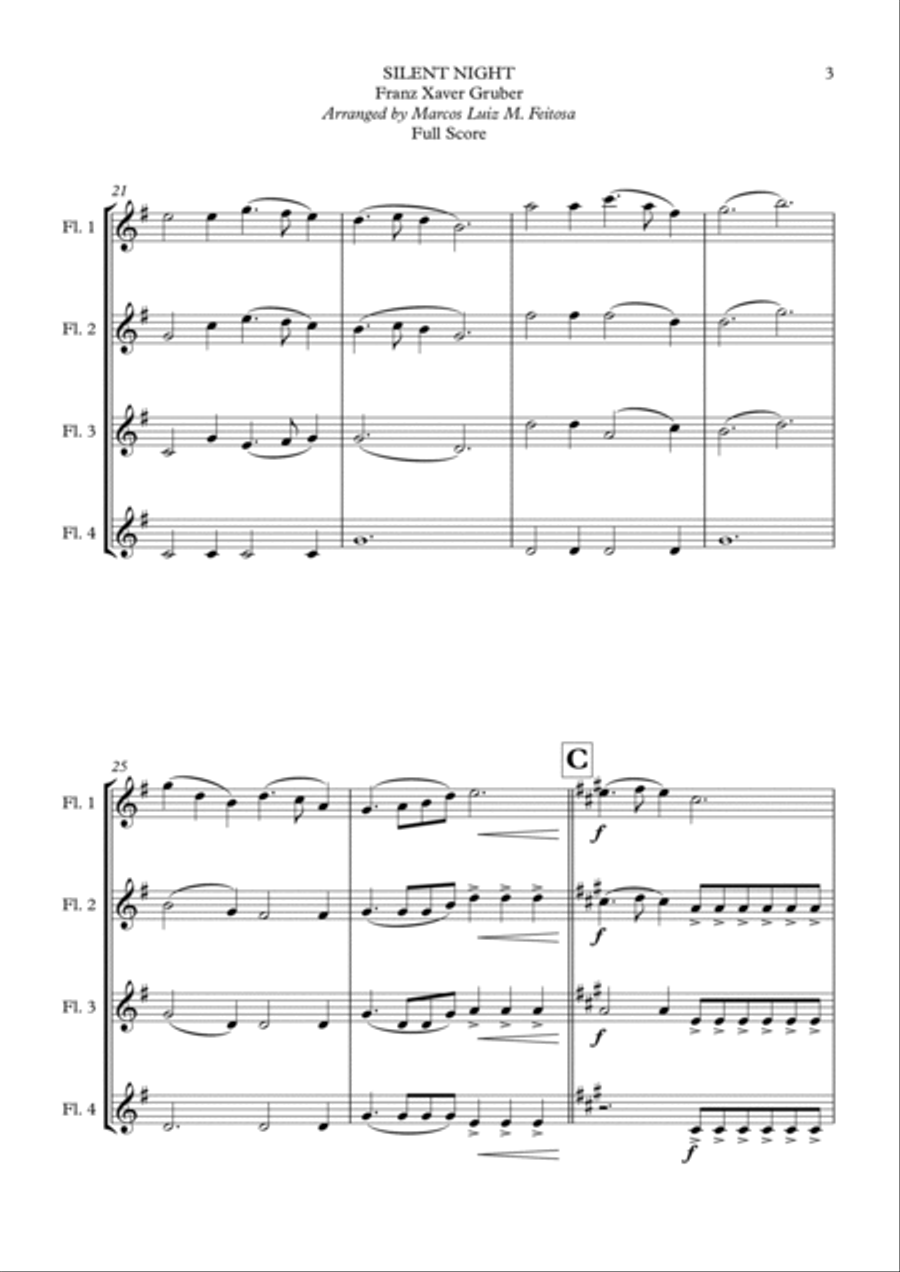 Silent Night - Flute Quartet Flute Quartet scores gallery preview page 5