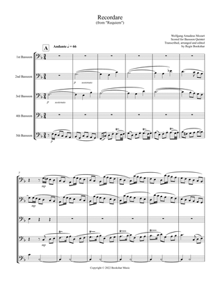 Recordare (from "Requiem") (F) (Bassoon Quintet)