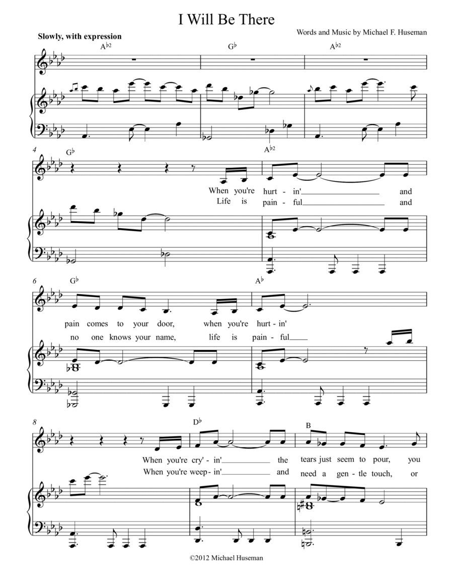 I Will Be There Piano, Vocal, Guitar scores gallery preview page 1