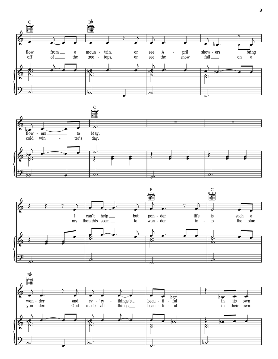 Everything's Beautiful (In Its Own Way) Piano, Vocal, Guitar scores gallery preview page 3