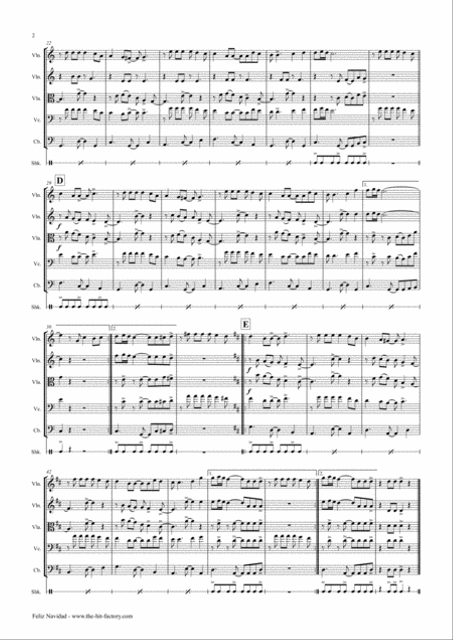 Feliz Navidad String Quartet scores gallery preview page 3