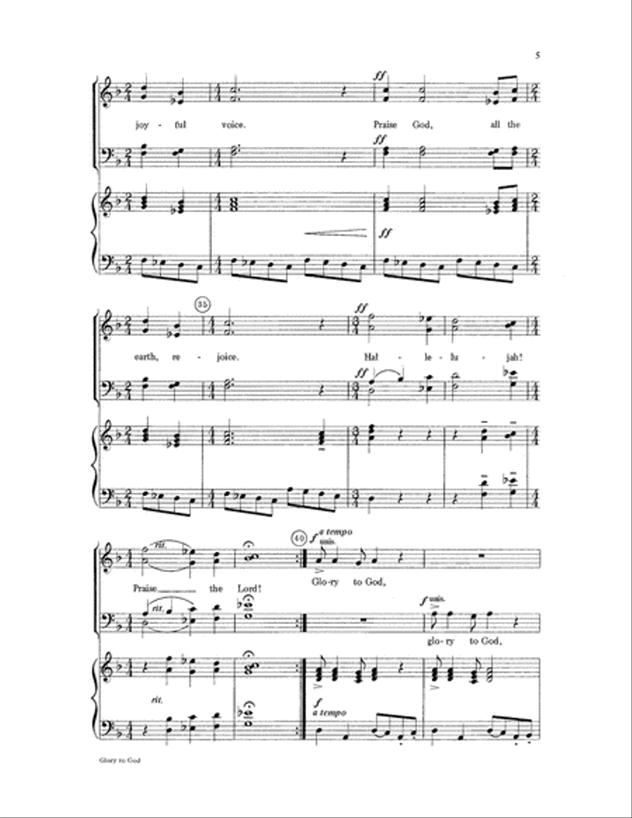 Glory to God Glory to God Choir scores gallery preview page 5