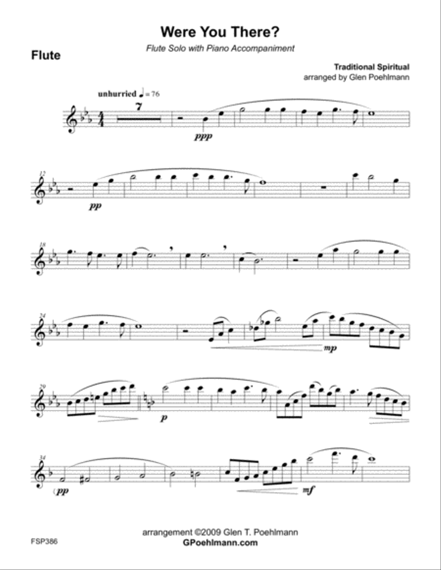 WERE YOU THERE? - FLUTE or ALTO FLUTE with Piano Accompaniment Small Ensemble scores gallery preview page 5