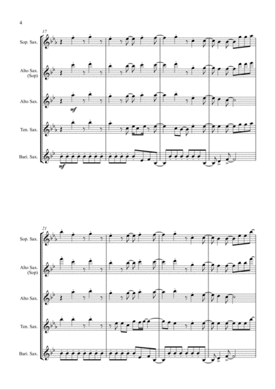 Jump Jump Saxophone Quartet scores gallery preview page 4