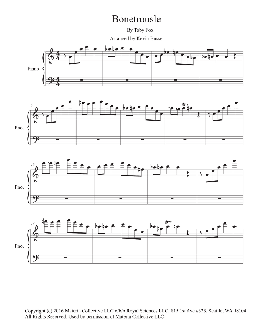 Bonetrousle (from Undertale) Easy Piano scores gallery preview page 1