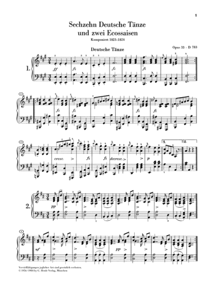 16 German Dances and 2 Ecossaises Op. 33 D 783