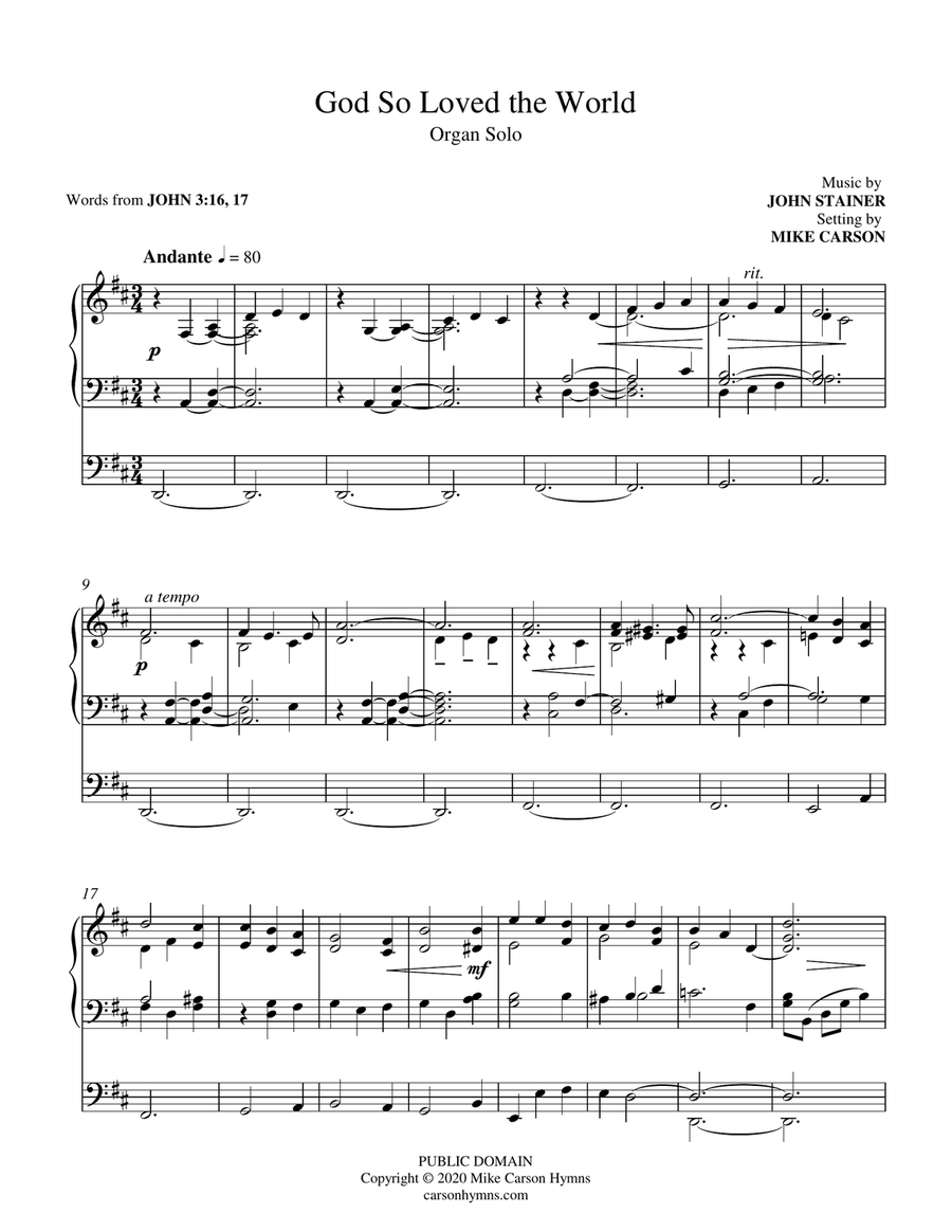 God So Loved the World (Organ Solo) Organ Solo scores gallery preview page 1