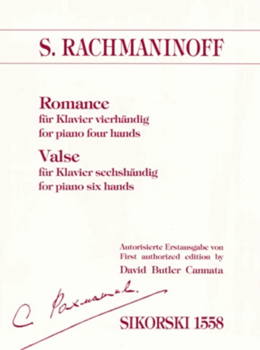 Romance Fur Klavier 4 Hands & Valse Fur Klavier 6 Hands (both For One Piano)