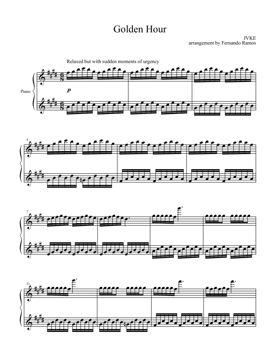 Golden Hour Piano Solo scores gallery preview page 1