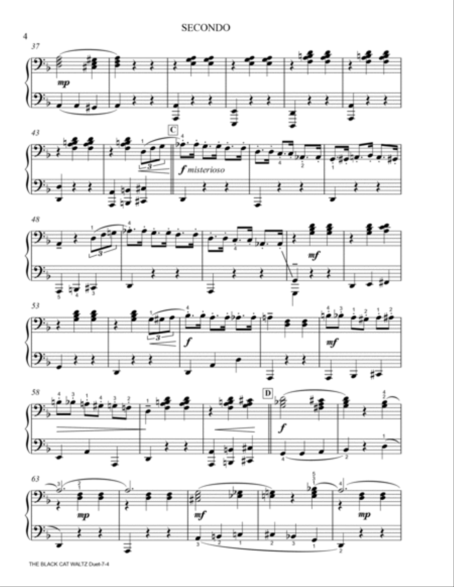 THE BLACK CAT WALTZ (One Piano / Four Hands) By Robert Van Horne 1 Piano, 4-Hands scores gallery preview page 4