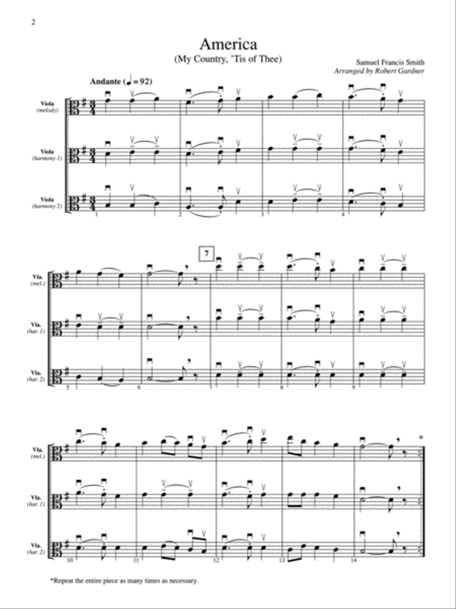American Patriotic Tunes for String Ensemble Small Ensemble scores gallery preview page 3