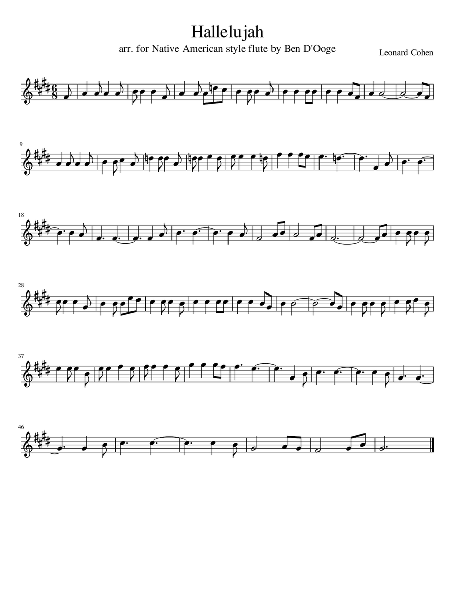 Hallelujah Flute Solo scores gallery preview page 1