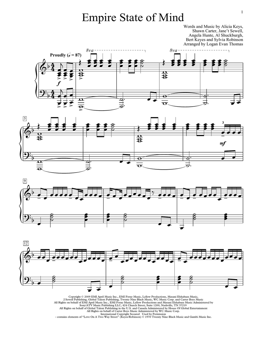 Empire State Of Mind (feat. Alicia Keys) (arr. Logan Evan Thomas)