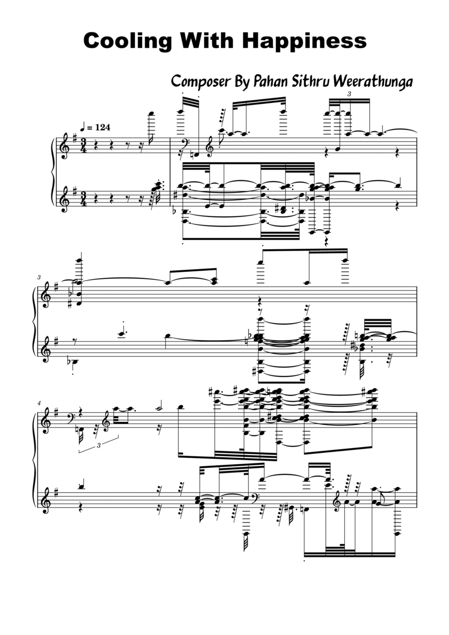 Cooling With Happiness Easy Piano scores gallery preview page 1