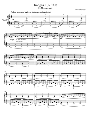 Claude Debussy - Images Series I (L. 110) III. Mouvement - Original For Piano Solo