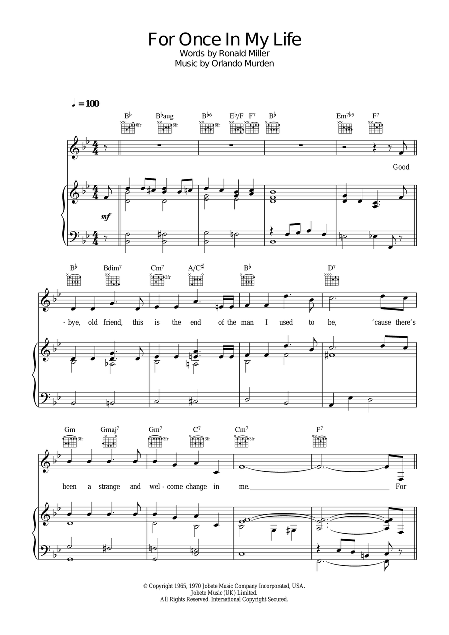 For Once In My Life Acoustic Guitar scores gallery preview page 1