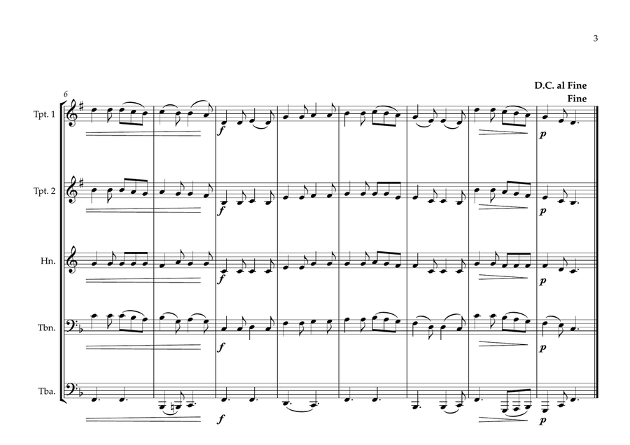 Sami National Anthem (''Sámi soga lávlla'') for Brass Quintet Brass Quintet scores gallery preview page 3