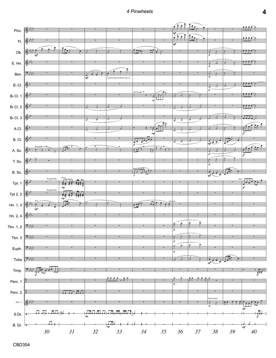 4 PINWHEELS original composition for CONCERT BAND. Grade 4 Concert Band scores gallery preview page 4