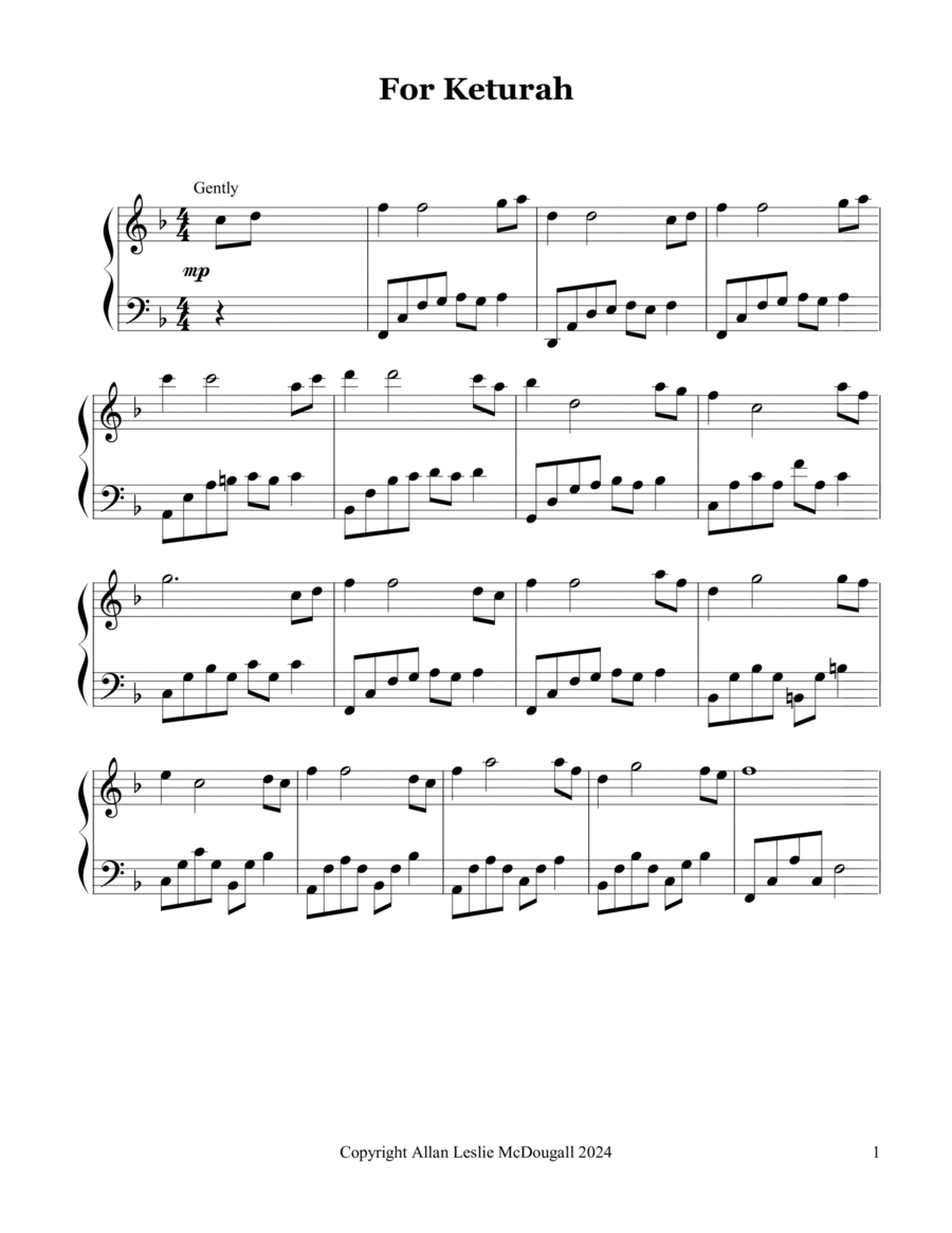 For Keturah For Keturah Piano Solo scores gallery preview page 1