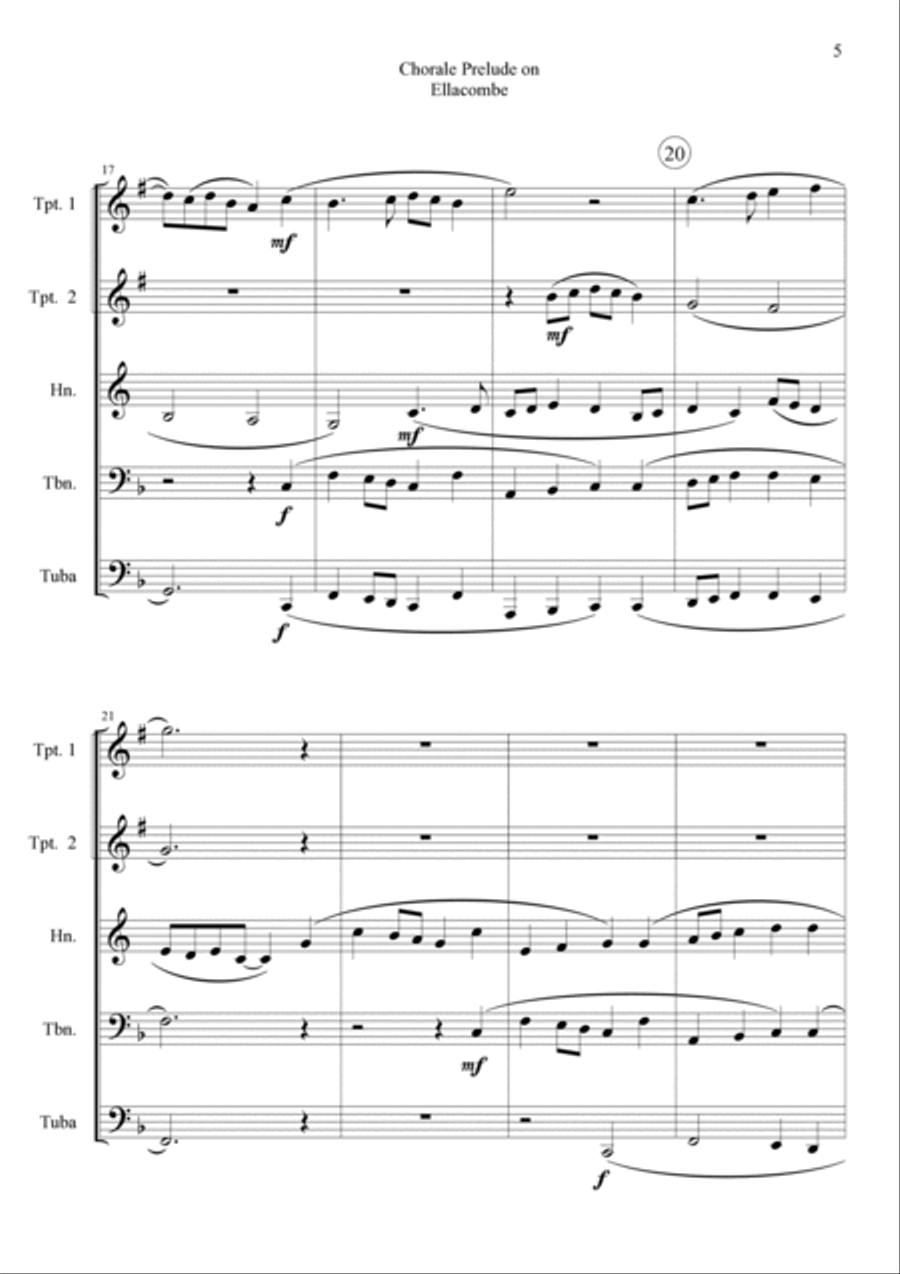Chorale Prelude on Ellacombe - Brass Quintet Brass Quintet scores gallery preview page 5