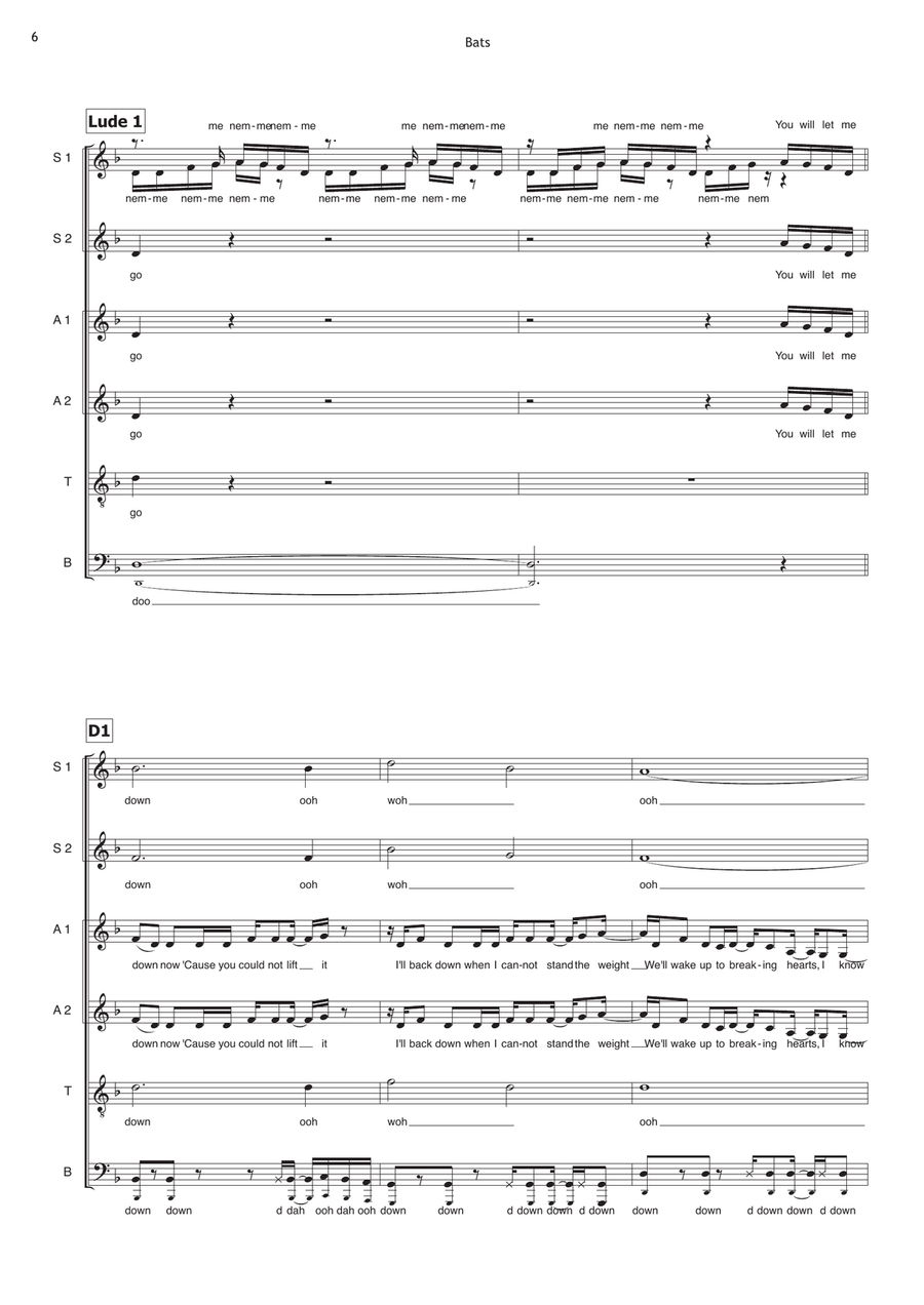 Bats A Cappella scores gallery preview page 6