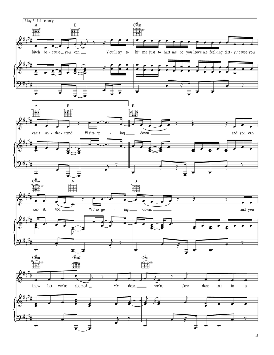 Slow Dancing In A Burning Room Piano, Vocal, Guitar scores gallery preview page 3