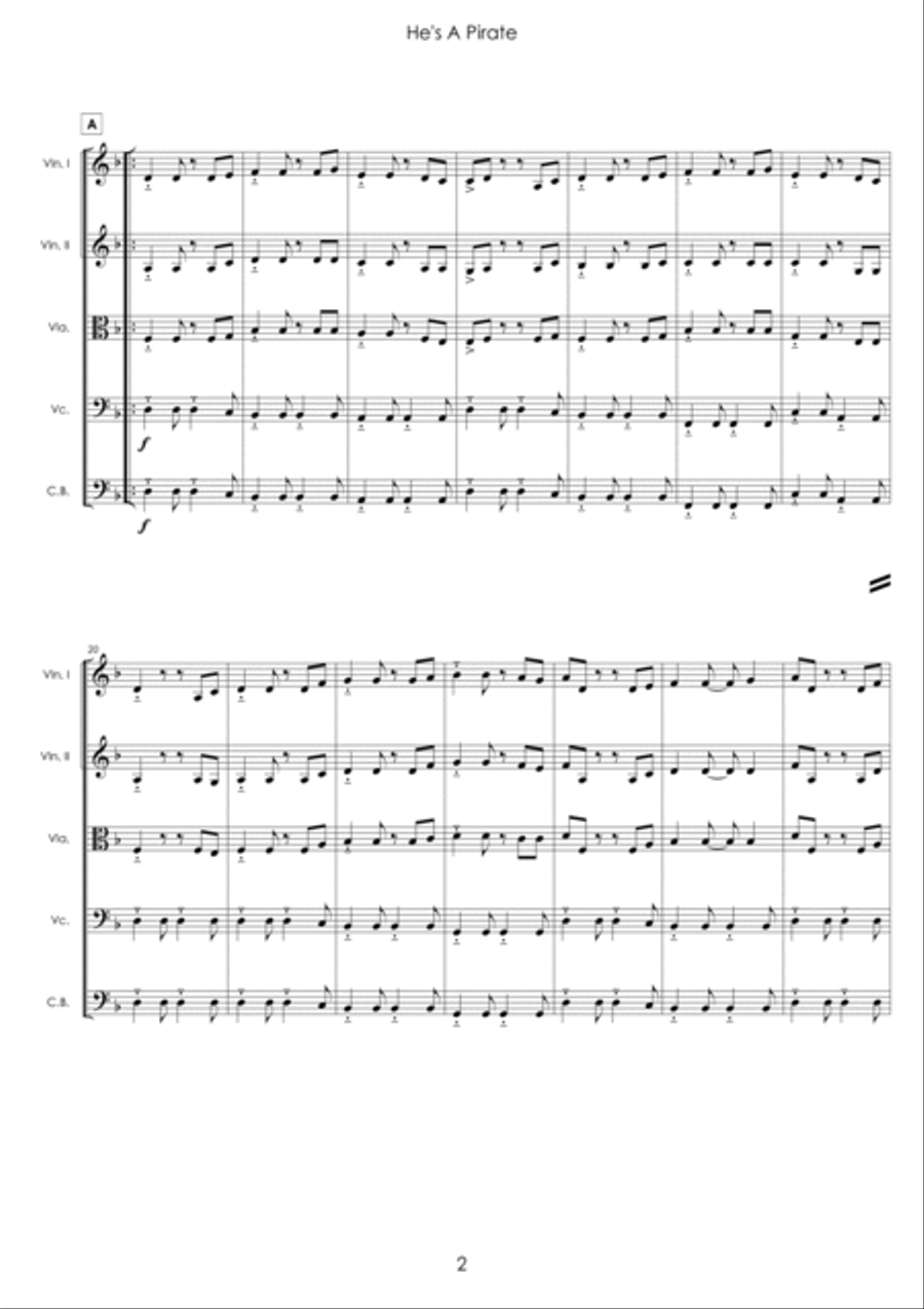He's A Pirate String Quartet scores gallery preview page 2