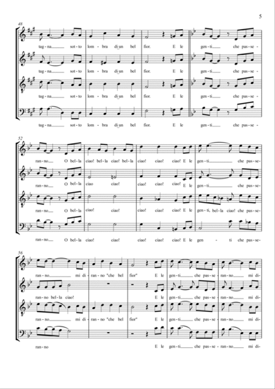 Bella Ciao! Bella Ciao! 4-Part scores gallery preview page 5