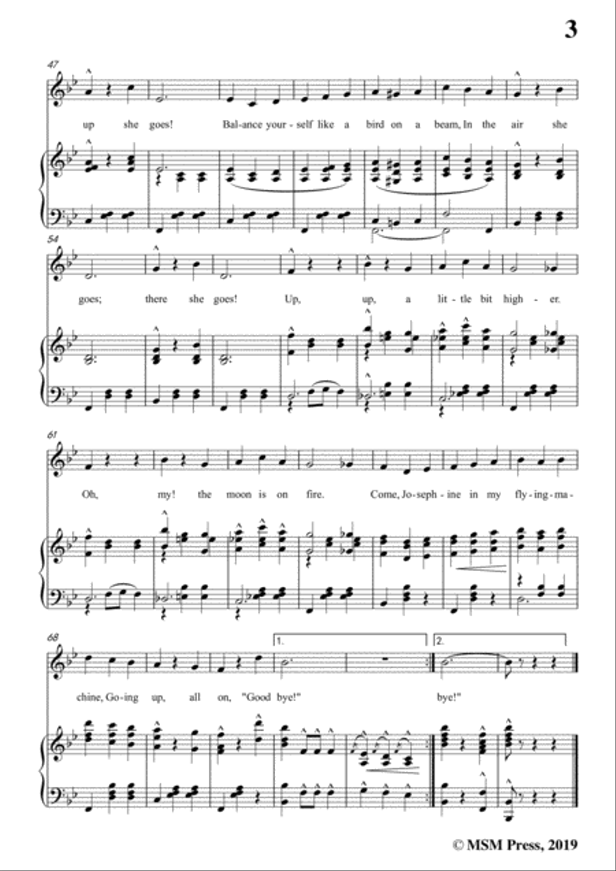 Fred Fisher-Come,Josephine,in My Flying Machine,in B flat Major,for Voice&Piano Voice scores gallery preview page 5