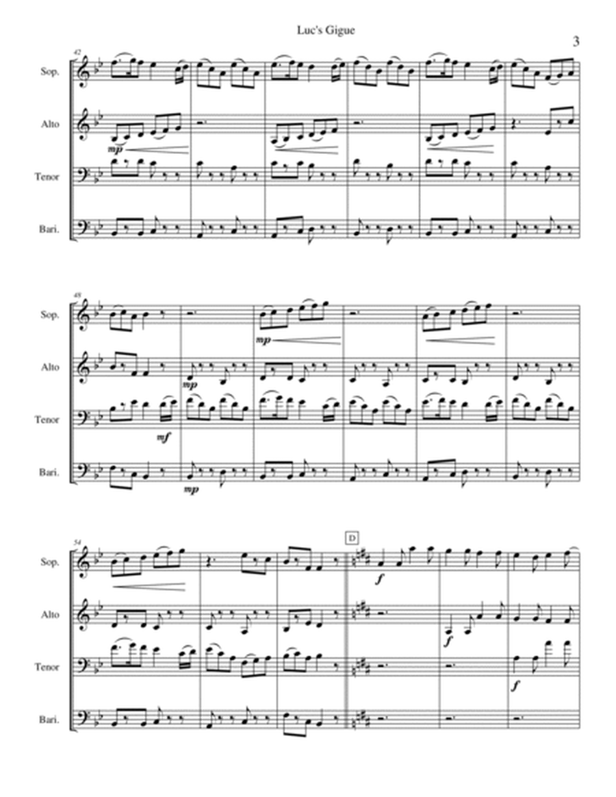 Luc's Gigue (Saxophone Quartet version) image number null