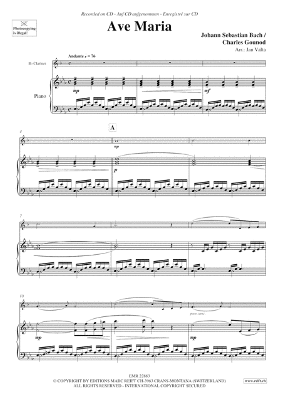 Ave Maria Clarinet Solo scores gallery preview page 4