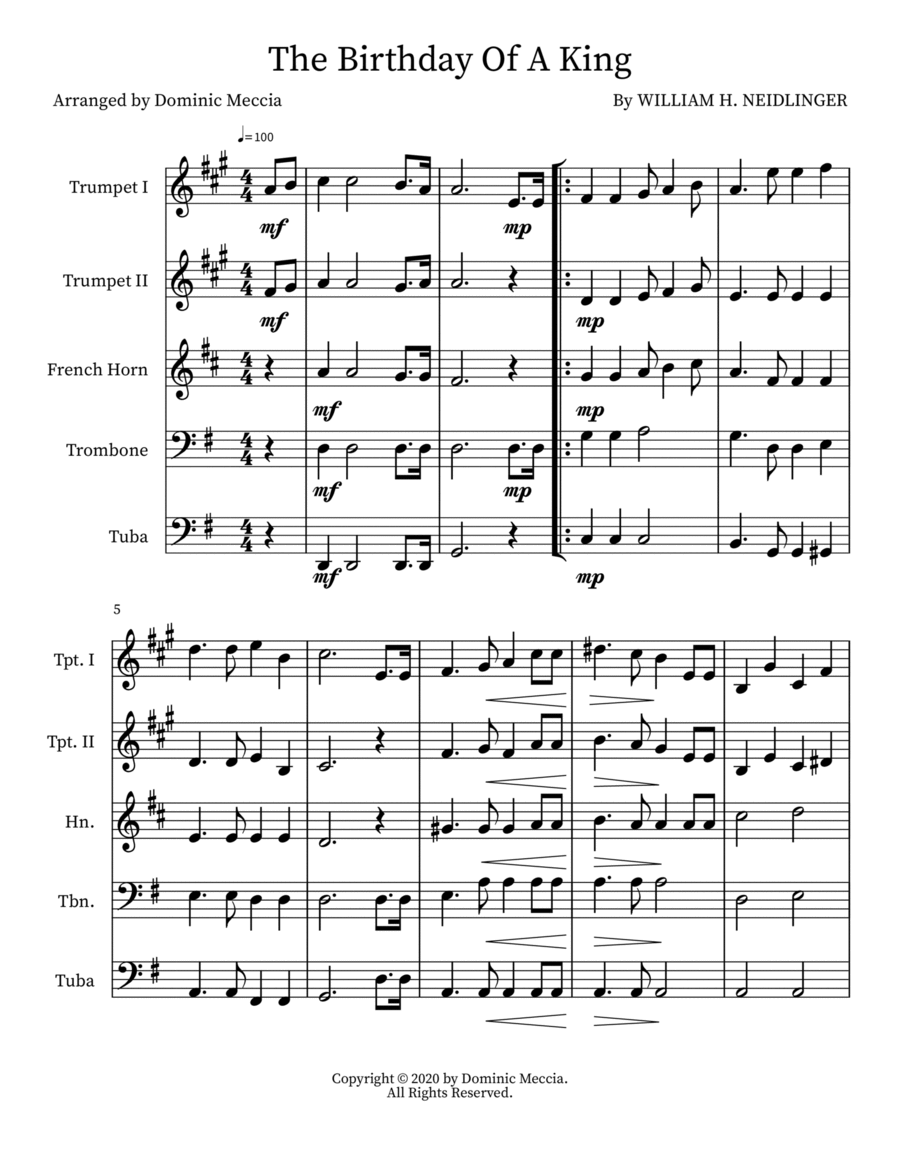 The Birthday Of A King Small Ensemble scores gallery preview page 1