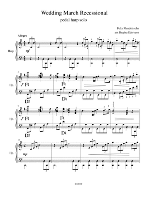 Wedding March Recessional (Mendelssohn) - pedal harp solo