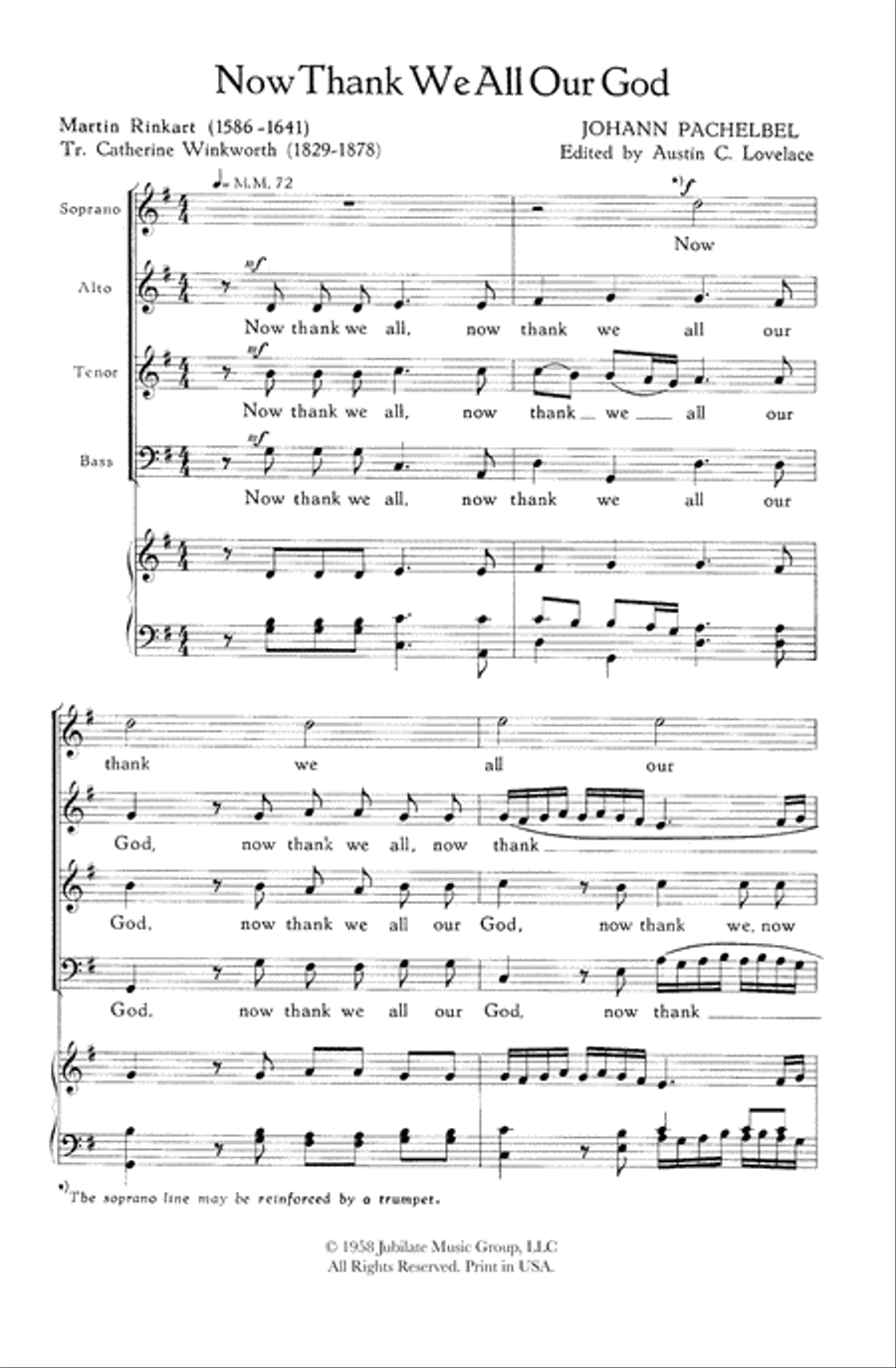 Now Thank We All Our God 4-Part scores gallery preview page 2