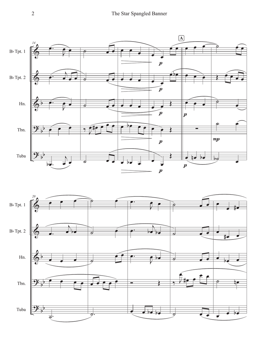 The Star Spangled Banner Brass Quintet scores gallery preview page 2