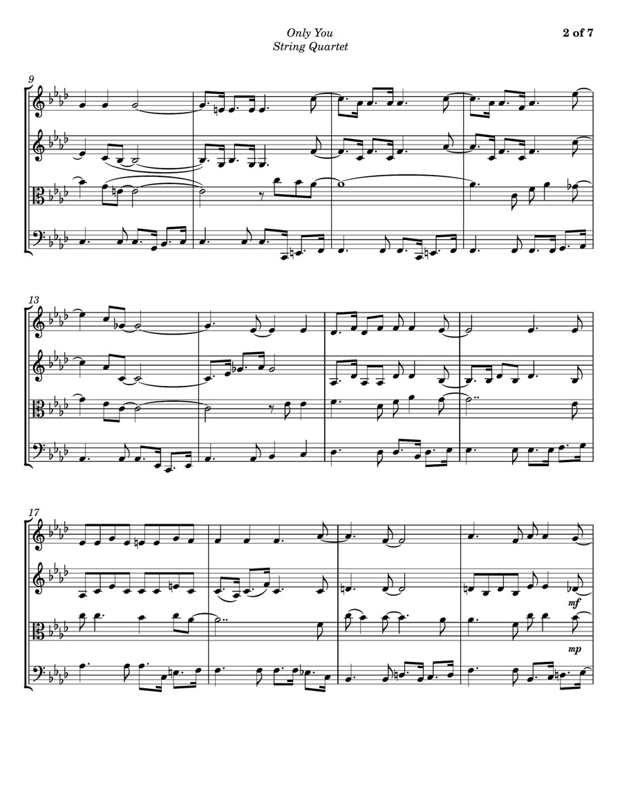 Only You (and You Alone) String Quartet scores gallery preview page 2