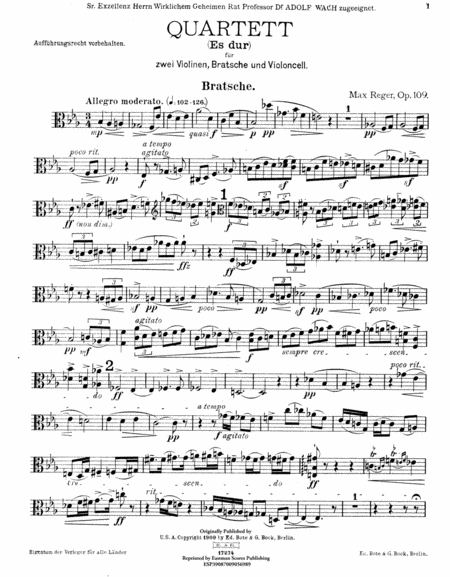 Quartett Es dur fur zwei Violinen, Bratsche und Violoncell, Op. 109