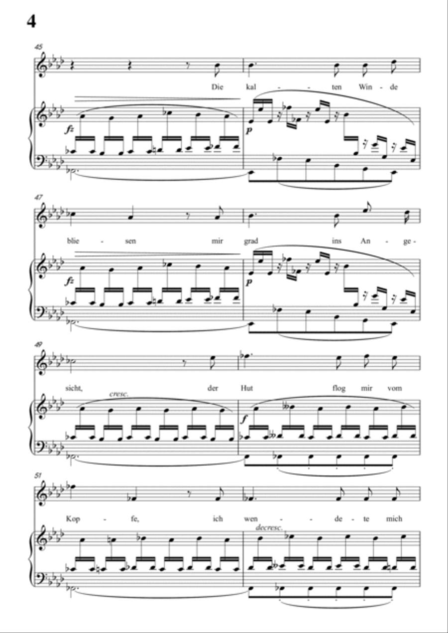 Schubert-Der Lindenbaum,Op.89,No.5 in bA for Vocal and Piano Voice scores gallery preview page 5