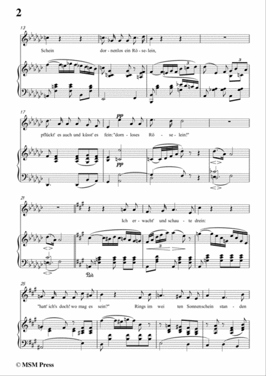 Schumann-Röselein,Röselein,in G flat Major,for Voice and Piano Voice Solo scores gallery preview page 4
