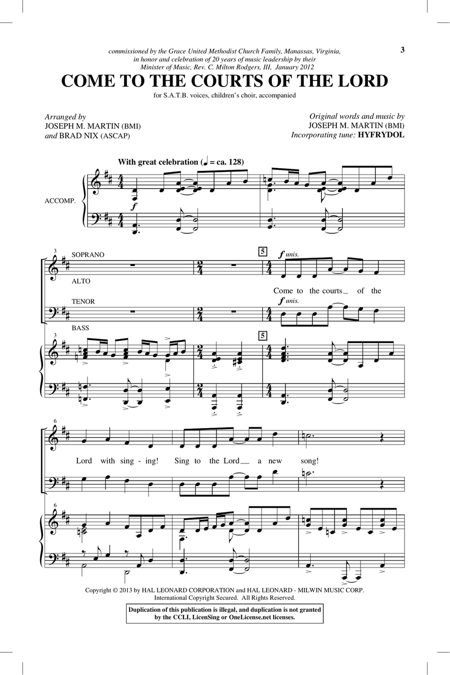 Come To The Courts Of The Lord 4-Part scores gallery preview page 1